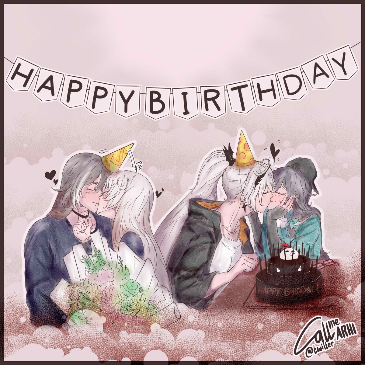 callmearhi's tweet photo. Valentine for fuki 🥰 and reupload previous post 🫠
Again… happy ((belated)) birthday for fuhua and shiki-chan 🎉 and they should kiss in valentine periodt 💅
#fuki #符琪 #sentivoid #HonkaiImpact3rd #崩坏3rd #kiana #fuhua #123callmearhi123 https://t.co/U5ZDdCLlmQ
