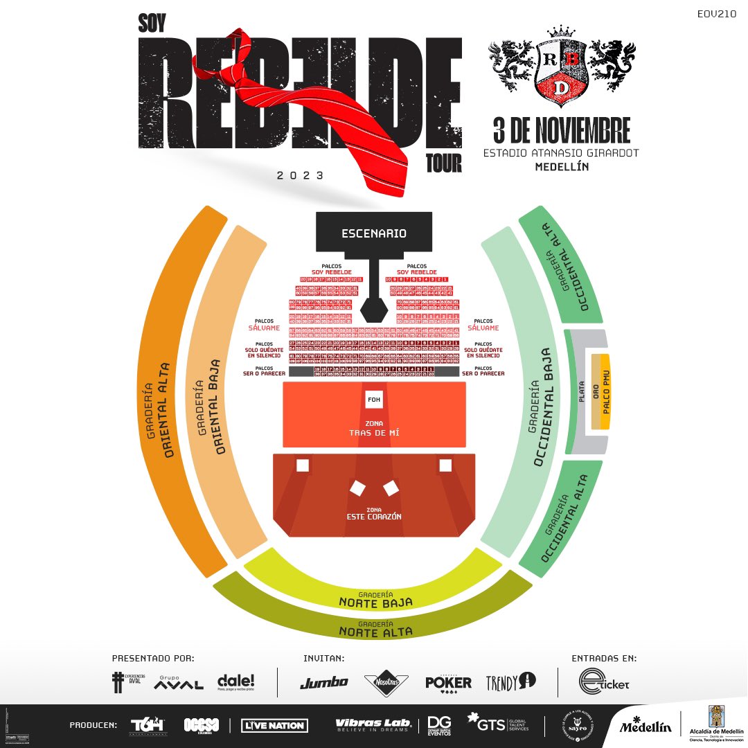 musictrendscol's tweet photo. INFORMACIÓN DE BOLETERÍA PARA #RebeldeEnColombia🇨🇴

Pre-venta desde el 15 de Febrero a la 9 AM, hasta el 16 de Febrero a las 11:59 PM 🎫

Venta al Público General desde el 17 de Febrero a las 10 AM o al agotarse la Pre-venta -lo que ocurra primero-🎟️

Todo a través de @eticketCOL https://t.co/ZepPnSB2zH