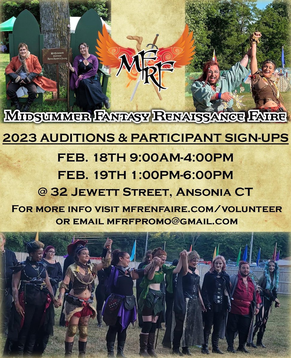 Want to be part of the fun? Join us THIS Saturday and Sunday for Auditions/Participant Sign-Ups!

⚔️Audition for our scripted cast!
⚔️Sign up to be part of our stage combat crew and learn how to sword fight!
⚔️Be part of the magic!