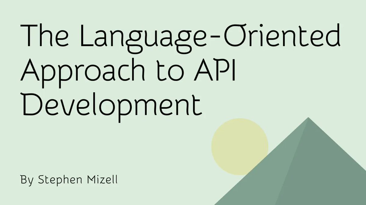 Mike Amundsen @mamund@mastodon.social (@mamund) on Twitter photo The Language-Oriented Approach to API Development b.mamund.com/3E45F1Q
"... an approach that encourages people to create their own language for the way they talk about APIs and to capture that language in a DSL. " -- <a href="/stephen_mizell/">Stephen Mizell</a>
#api360 #apiDesign The Language-Oriented Approach to API Development b.mamund.com/3E45F1Q
"... an approach that encourages people to create their own language for the way they talk about APIs and to capture that language in a DSL. " -- <a href="/stephen_mizell/">Stephen Mizell</a>
#api360 #apiDesign