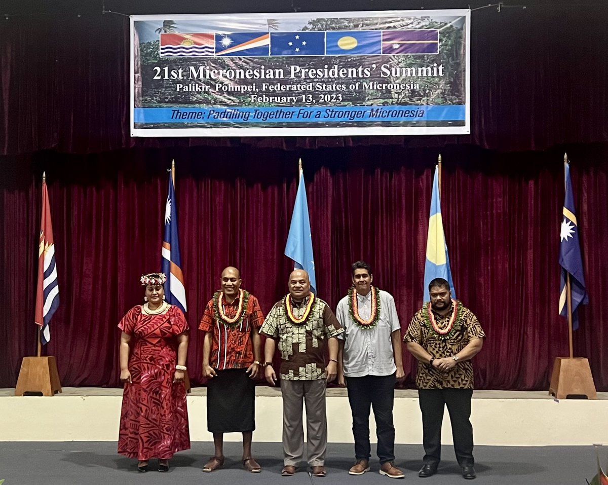 PIDP_EWC's tweet photo. PIDP was honored to attend the opening ceremonies and plenary sessions of the 21st Micronesian Presidents’ Summit (MPS) “Paddling Together for a Stronger Micronesia” in Pohnpei, Federated States of Micronesia! #PIDPintheRegion 🇲🇭🇰🇮🇫🇲🇵🇼🇳🇷 https://t.co/MNvTAUS6wm