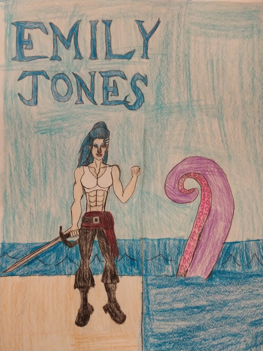 JackieSparrowJr's tweet photo. [My drawing of Emily Jones. Don't mind the Kraken tentacle in the background.]

#POTCFanArt #StandUpForOCs https://t.co/1mWMMSfIQo