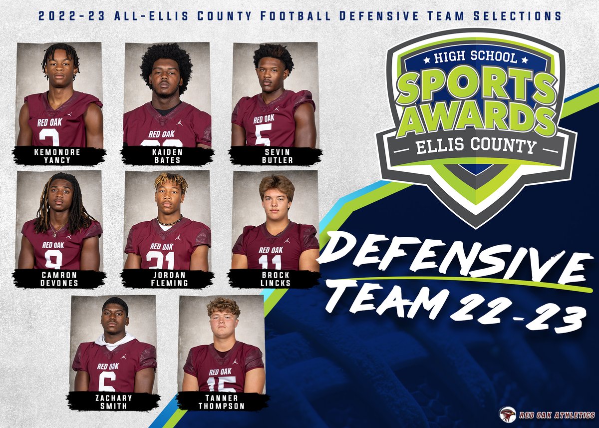 Congratulations to the student-athletes who made the All Ellis County Team! |  2022-23 All-Ellis County Football Defensive Team.  #HawkPride