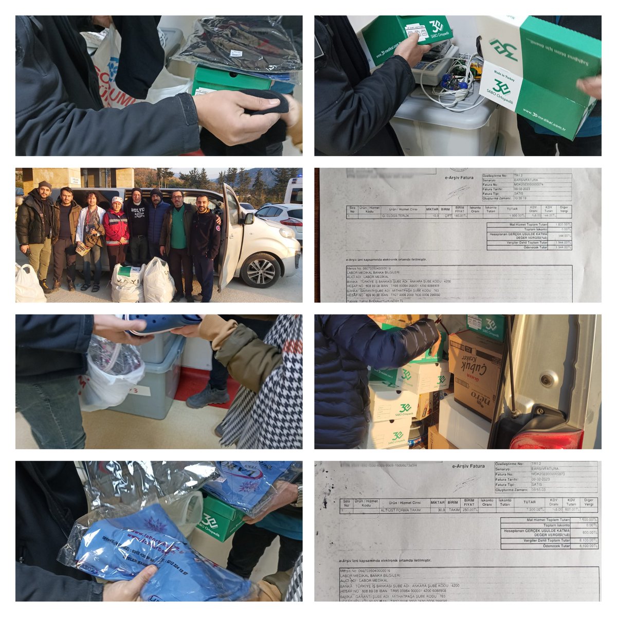 Deprem bölgesinde afetzede ve görevlendirme ile sahada hizmet veren meslektaşlarımızın acil ihtiyaçlarını karşılamak üzere siz değerli Sağlık Çalışanlarının derneğimiz vasıtası ile yapmış olduğu bağışlar gönüllü temsilcilerimiz ile meslektaşlarımıza ulaştırılmıştır.