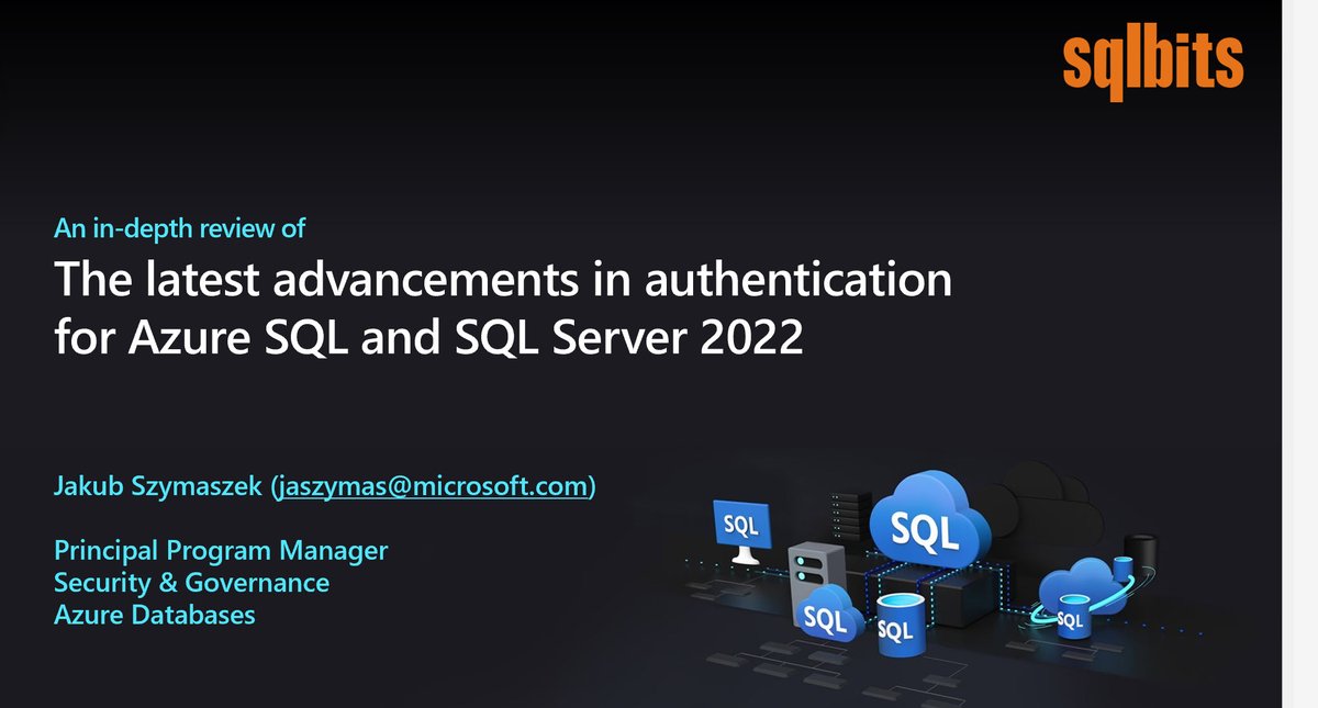 AndreasWolter's tweet image. Join us for &quot;An in-depth review of the latest advancements in authentication for #AzureSQL and #SQLServer 2022&quot; at SQLBits 2023, Thu, 16/03/2023 in Newport, Wales, UK #SQLSecurity
events.sqlbits.com/2023/agenda#