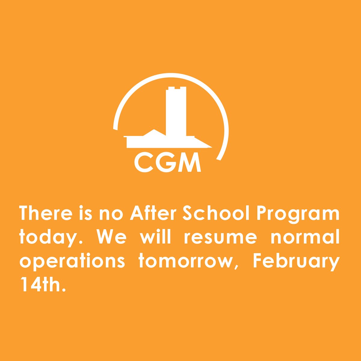 cgmlife's tweet photo. Reminder, today is an in-service training day for staff in the After School Program. There is no ASP today; we will resume normal operations tomorrow.  

#cgmlife https://t.co/m72HRoviCp