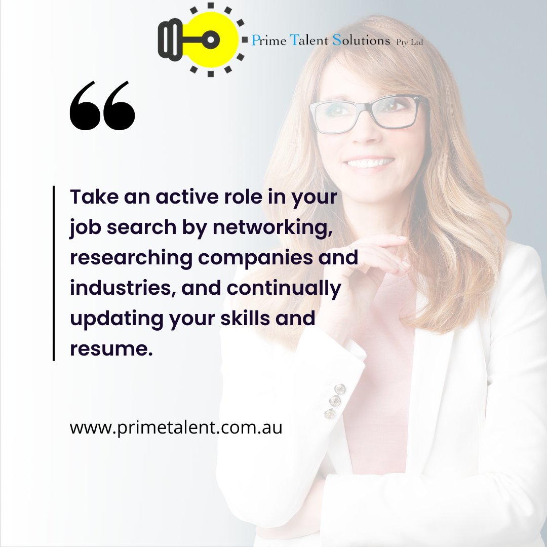 PrimeTalentpty's tweet photo. #tipoftheday : Take an #active #role in your #jobsearch by #networking, #researching #companies and #industries, and continually #updating your #skills and #resume. https://t.co/7gybXYtVPU