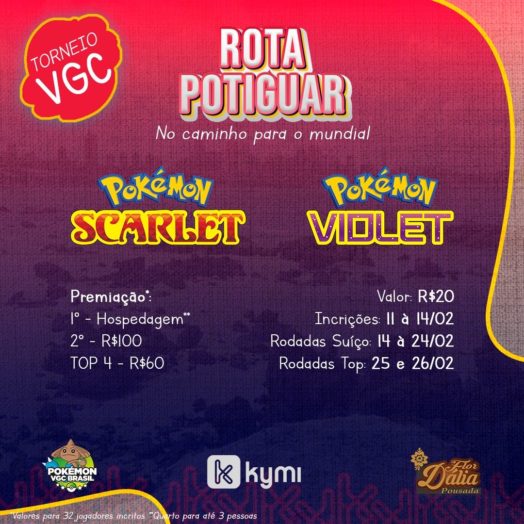 🌴TORNEIO ROTA POTIGUAR VGC🌴

Já entrando no clima do Regional de Natal da <a href="/CopagPokemon/">Copag Pokémon</a> ? Venha batalhar por uma hospedagem!

Grupo das batalhas: pedir por DM

Mais informações e inscrições: play.limitlesstcg.com/tournament/63e…

#Pokémon #PokémonVGC #VGCBR #eSports #GG