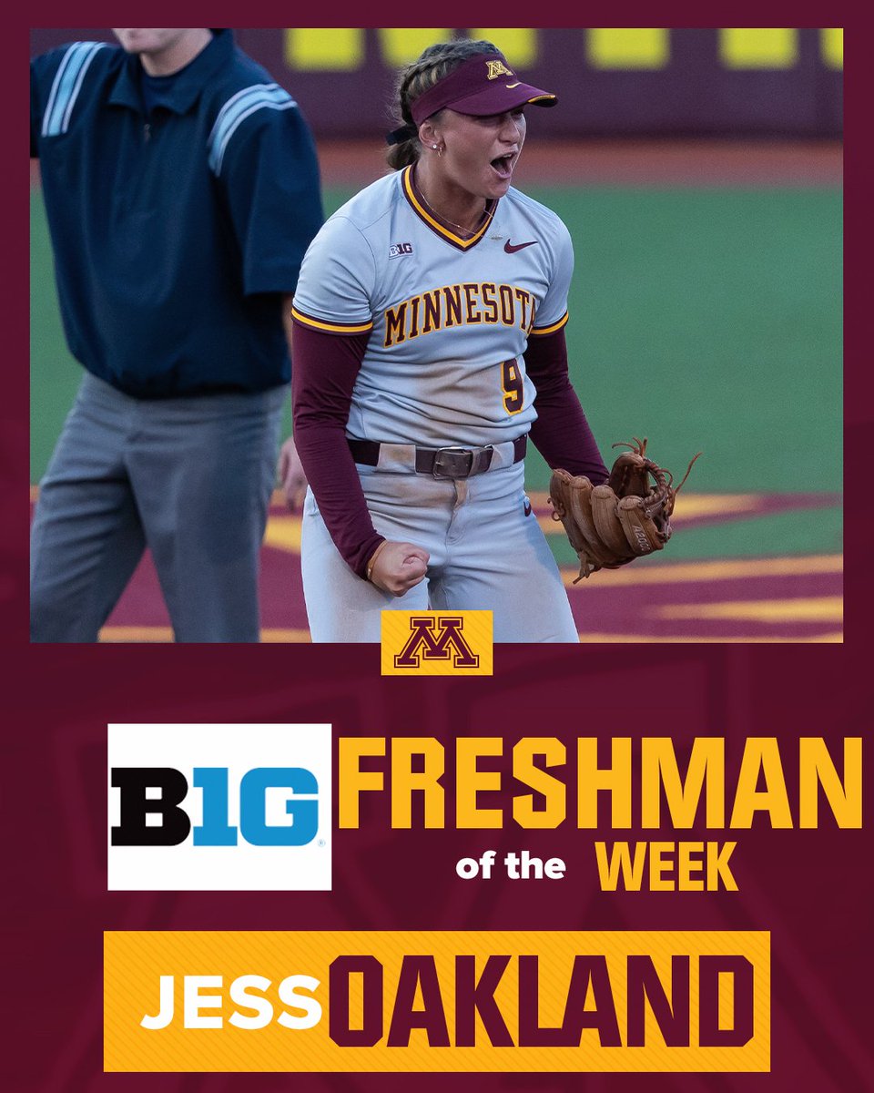Minnesota Softball (@gophersoftball) on Twitter photo ๐๐ต๐ต๐ธ๐ <a href="/jessoakland9/">jess oakland</a> ๐ฝ๐ธ ๐ป๐ฎ๐ฒ๐ท๐ฝ๐ป๐ธ๐ญ๐พ๐ฌ๐ฎ ๐ฑ๐ฎ๐ป๐ผ๐ฎ๐ต๐ฏ.
For the first time in her career, Jess Oakland is <a href="/B1Gsoftball/">Big Ten Softball</a> Freshman of the Week๐
๐๏ธz.umn.edu/8ed6
#SkiUMah | #Gophersใฝ๏ธ ๐๐ต๐ต๐ธ๐ <a href="/jessoakland9/">jess oakland</a> ๐ฝ๐ธ ๐ป๐ฎ๐ฒ๐ท๐ฝ๐ป๐ธ๐ญ๐พ๐ฌ๐ฎ ๐ฑ๐ฎ๐ป๐ผ๐ฎ๐ต๐ฏ.
For the first time in her career, Jess Oakland is <a href="/B1Gsoftball/">Big Ten Softball</a> Freshman of the Week๐
๐๏ธz.umn.edu/8ed6
#SkiUMah | #Gophersใฝ๏ธ