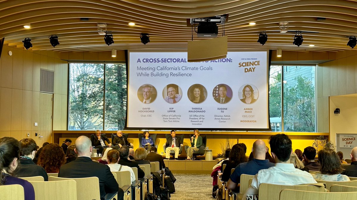 CCSTorg's tweet photo. We just started our second panel of Science Day, on meeting California's climate goals while building resilience. Moderated by CCST CEO @AmberJMace.
Join us:
https://t.co/RgbqJ9rydW
#CCSTScienceDay https://t.co/wjd1Of31Gk