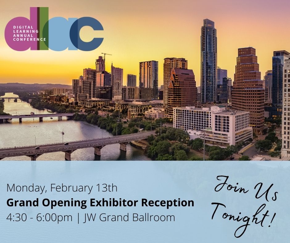 We are excited to see new & familiar faces this evening at the #DLAC23 Grand Opening Exhibitor Reception.  Make plans to stop by and visit us in booth #312 to learn about our #CareerElectives and #CertificationPrep courses for your online, virtual and blended learning programs.