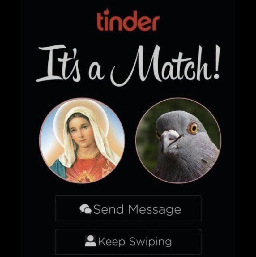 VariadaVida's tweet photo. Febrero y la Virgen María haciendo #match por San Valentín
.
.
.
#Meme #memes #memeenEspañol #memesespañol #memesespaña #memespañol #siteriespierdes #risa #risas #Humor #HumorEs
#viral #virales #viralidad #sanvalentin #amor #14febrero #14defebrero #tinder #virgenmaria #febrero https://t.co/BHtQvWcYyQ