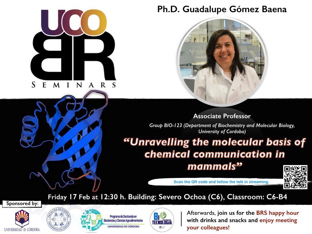 UCO-BRSeminars (@ucobrseminars) on Twitter photo 🟢 Seminar this Friday‼️ We have the pleasure to host Dr. Gómez-Baena talking about the molecular basis of chemical communication in mammals 🐁 🐘 Join us at 12.30 & then Happy Hour 🍻🔅 <a href="/esanzluque/">Emanuel Sanz Luque</a> <a href="/SaraZaldivarVet/">Sara Zaldívar 👩🏾🔬👩🏾💻🧬🦠</a> <a href="/TinaDomnguez/">Tina DM #SinCienciaNOhayFuturo 👩🏻🔬🧬</a> <a href="/GGomezBaena/">Guadalupe Gómez</a> <a href="/VeteromicsUco/">VeteromicsUCO</a> 🟢 Seminar this Friday‼️ We have the pleasure to host Dr. Gómez-Baena talking about the molecular basis of chemical communication in mammals 🐁 🐘 Join us at 12.30 & then Happy Hour 🍻🔅 <a href="/esanzluque/">Emanuel Sanz Luque</a> <a href="/SaraZaldivarVet/">Sara Zaldívar 👩🏾🔬👩🏾💻🧬🦠</a> <a href="/TinaDomnguez/">Tina DM #SinCienciaNOhayFuturo 👩🏻🔬🧬</a> <a href="/GGomezBaena/">Guadalupe Gómez</a> <a href="/VeteromicsUco/">VeteromicsUCO</a>