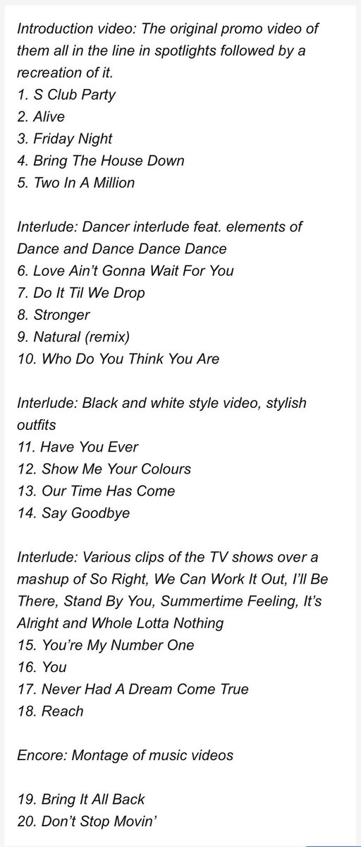 JMRGBY_'s tweet photo. @SClub7 Hiya, sorted the setlist for you babes https://t.co/GY1xRduZbF