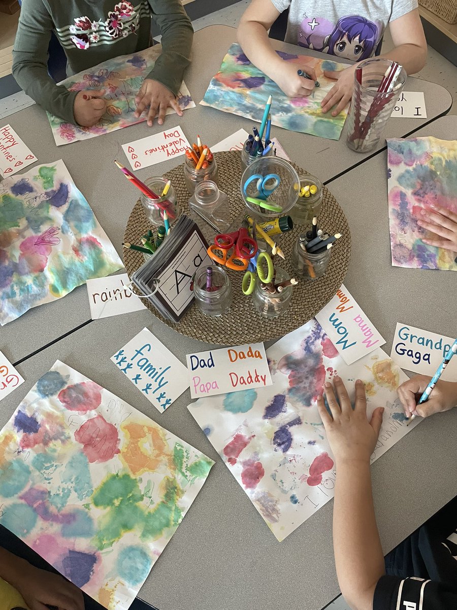 Thank you <a href="/BroderickJenn/">Jenn Broderick</a> for bringing bleeding tissue paper into K4 <a href="/TribuneDrive/">Tribune Drive P.S.</a> &amp; teaching our little artists about it. Their finished products are stunning! The children are working on personalizing them for their families. Art made from the heart is the best. <a href="/MsReyes1586/">Andrea💕</a>