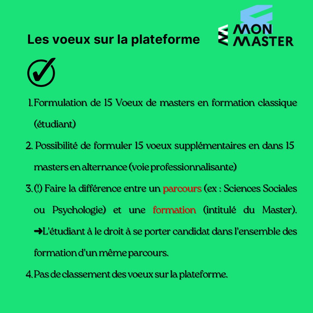 AEVH12's tweet photo. 🔴👉À l’occasion de l’ouverture de la nouvelle plateforme de candidature pour les Masters (Bac+5) #monmaster nous vous proposons une présentation de son #calendrier mais aussi des principales modalités de fonctionnement connues à ce jour ! https://t.co/gE2I9bOs3b