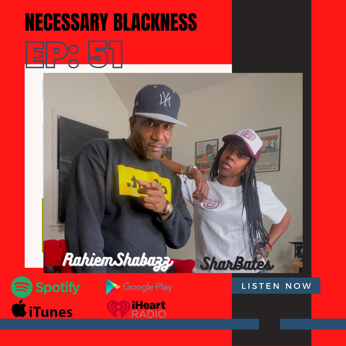 rahiemshabazz's tweet photo. Necessary Blackness Ep: 151 -No More Lies! ‘Truth Be Told’ with SharBates

Two truth-tellers, @iamsharbates & @rahiemshabazz sat down to discuss the structural and systematic injustice Black America face today. We also took an uninhibited look at police killings of unarmed black folks.

Available on the above streaming platforms.
