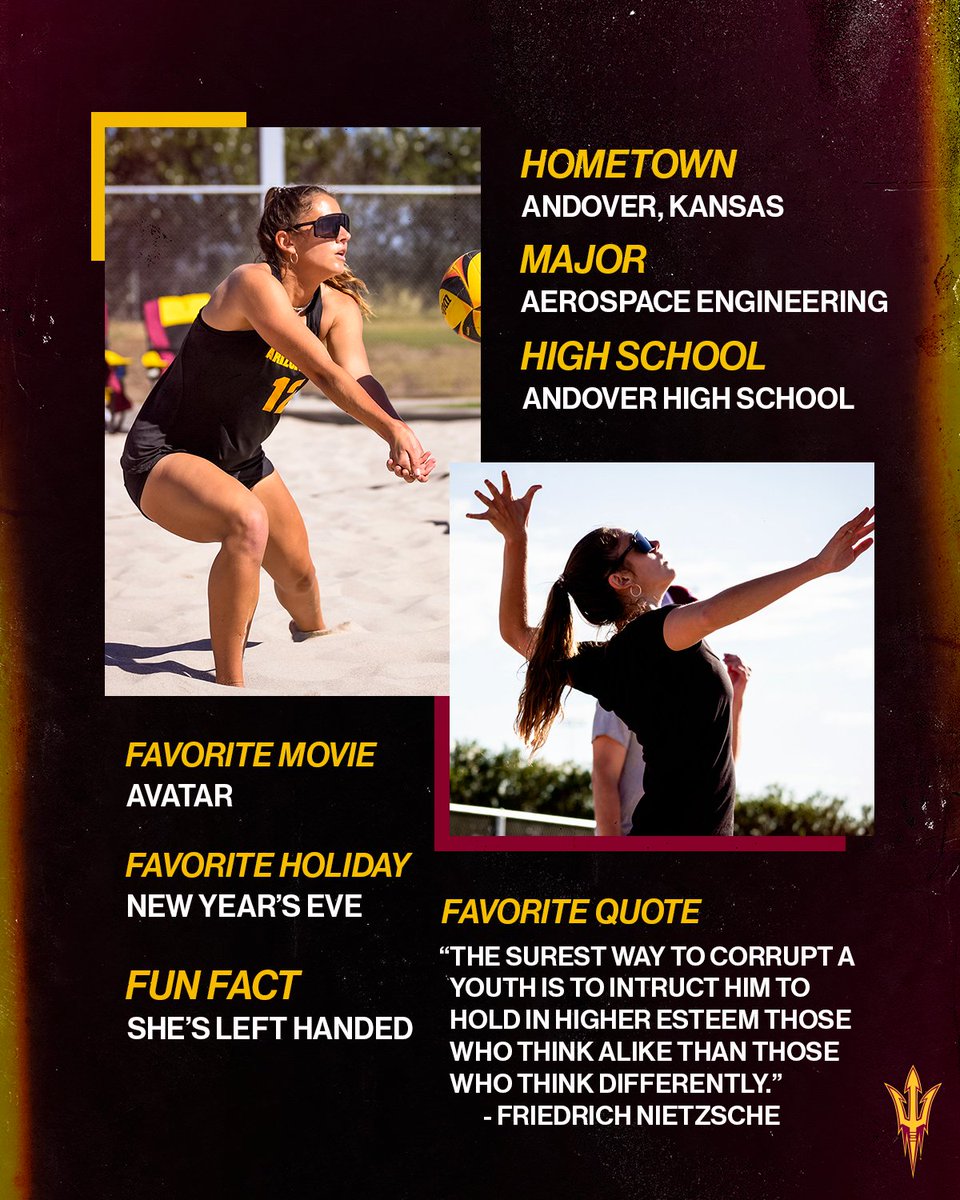SunDevilBeachVB's tweet photo. Get to know freshman MayaMay Brown 🔱

#SandDevils /// #ForksUp https://t.co/B1eGdM9axG