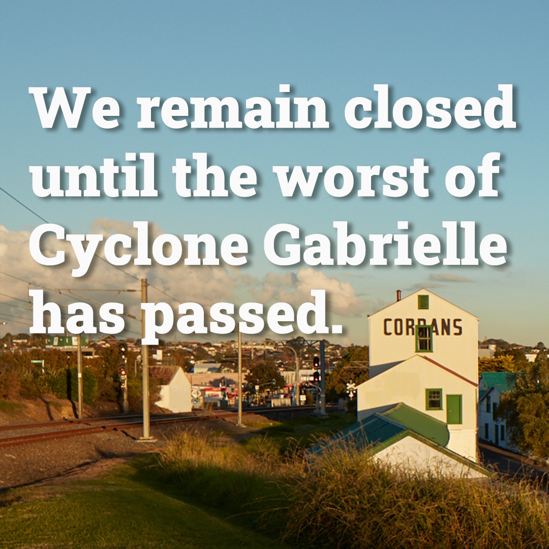 Corban_Estate's tweet photo. ♥️Tue 14 Feb we're remaining closed with staff at home while we wait for Cyclone Gabrielle to pass. Our upcoming exhibition opening is postponed to Fri 24 Feb. Our thoughts are with those affected by the storm. Stay safe out there friends.
#ceacclosed #cyclonegabrielle https://t.co/WqpqQlo8JA