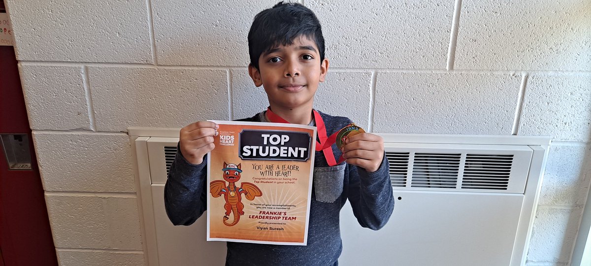 Congratulations to Viyan for being the top student in the Kids Heart Challenge!!! We would also like to thank all of our students for their participation. This year we raised nearly $17,000!!! Nice job Dolphins! <a href="/KidsHeartChall/">Kids Heart Challenge</a>  <a href="/MsSicheneder/">Mrs. Wallis</a>