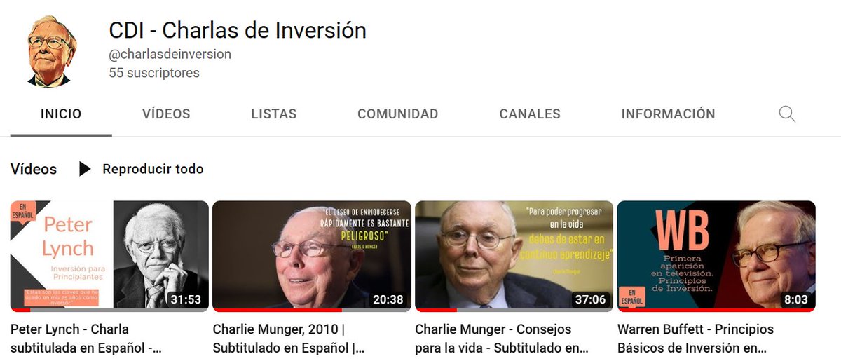 Hemos creado un canal de Youtube donde subimos charlas de los mejores inversores de la historia, subtituladas en Español. 

La idea es acercar el conocimiento a las personas que no saben o no controlan bien el inglés.

Os agradeceríamos difusión! 🖤

youtu.be/0rc7kzxfP4Y