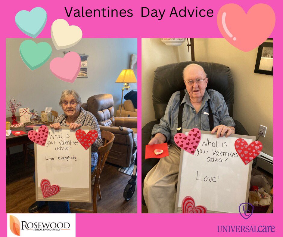 The Residents at Rosewood RVilla enjoyed some Valentines Day cookies while offering some advice to us on Valentines Day.  Happy Valentines Day!

#HappyValentinesDay #RosewoodRVilla #Advice #Sharelove #Retirement #Ripley #UniversalCare