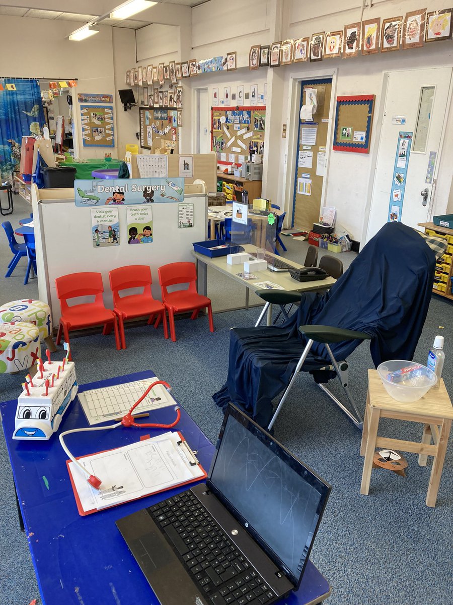 sue_hodgkiss's tweet photo. I’ve been in a school today and delivered an OH lesson. The nursery have designed their own dental surgery!! How fab is this, the children were living it. Also doing some fab dental activities #earlyyears #STB #OHIT https://t.co/wq0C12eM9Z