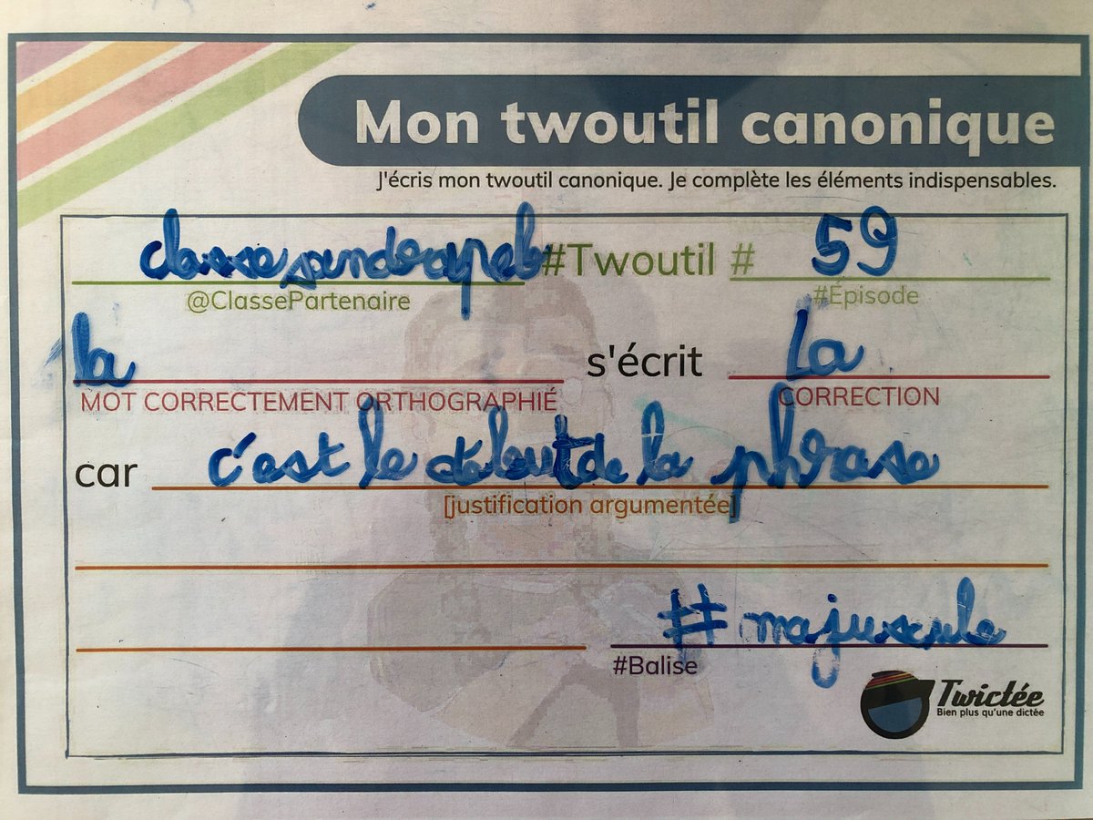 cpce1_dr's tweet photo. @classeSandrapeb GR2 #twoutil La s’écrit avec L majuscule car c’est le début de la phrase #majuscule https://t.co/QuiRWhcrxV