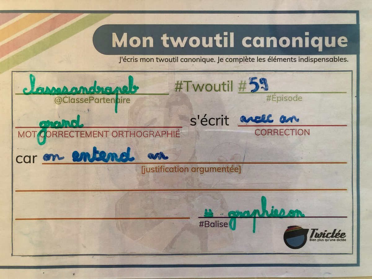 cpce1_dr's tweet photo. @classeSandrapeb GR1 #twoutil grand s’écrit avec AN car on entend AN #graphieson https://t.co/xtZ4FpnoOF