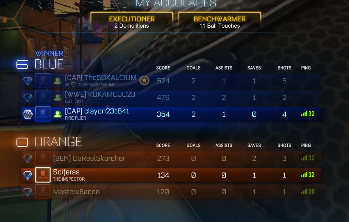 Sciferas77's tweet photo. @RocketLeague  another example of a match that shouldnt have happen. but can you guys please look into MasterxBacon he intentionally threw the entire game and in the chat said you guys wouldnt do anything about it . i reported it in game and i have the replay saved https://t.co/w9oFf6UeNA