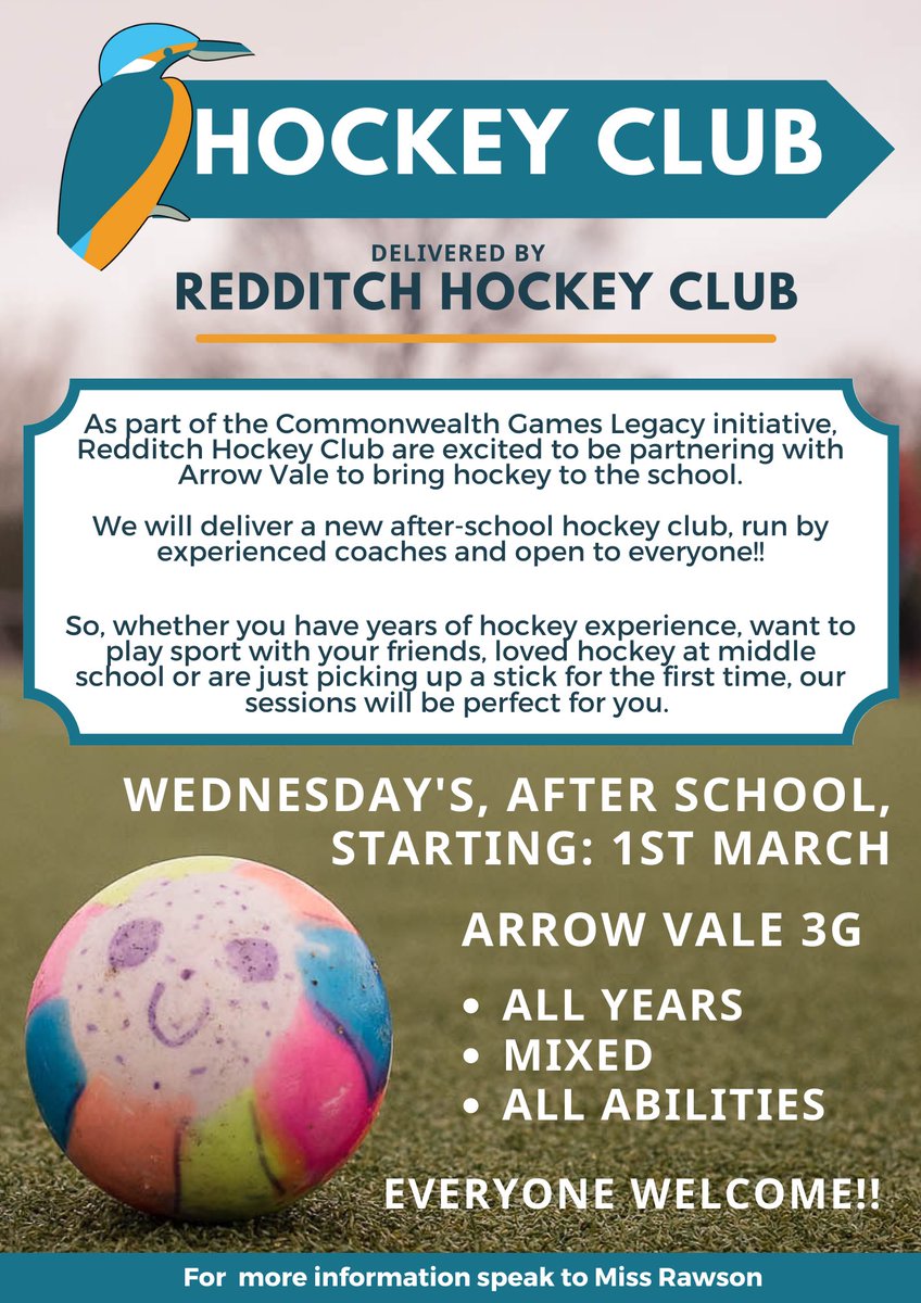 🏑 Hockey has arrived at AV!🏑
We are excited to announce, as part of their Commonwealth Games Legacy project, <a href="/redditchhc/">Redditch Hockey Club</a> will be partnering with us to deliver a brand new after school hockey club. Club starts on 1st March. More details can be found on the flyer below ⬇️