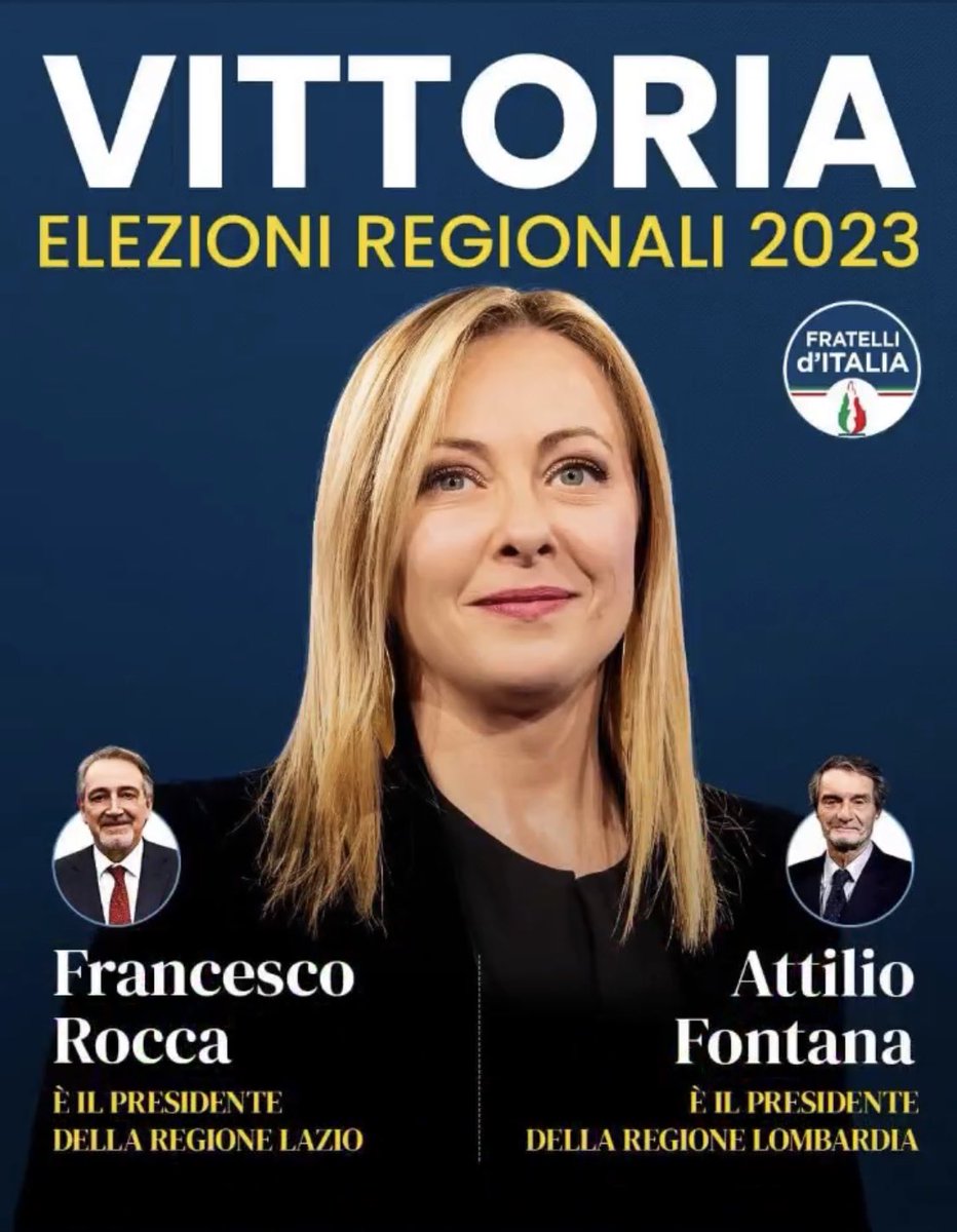 paulsito's tweet photo. Enhorabuena a mis amigos de @FratellidItalia por su victoria en las elecciones regionales tanto en Lazio como en Lombardía.👏🗳
Sigamos su ejemplo🇪🇸🤝🇮🇹
"I giovani d’Europa uniti in un sol coro
Europa Nazione Nazione sarà"🎶⚔️
#PrimoPartito
#CuidemosEuropa https://t.co/AJbvjeitGr