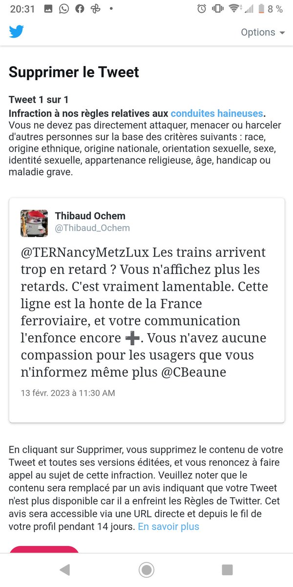 Thibaud_Ochem's tweet image. Twitter surprotège les cheminots parce qu'il les considère comme des handicapés ? Appel pris en compte mais wtf #twittercollapse #SNCFVOYAGEURS