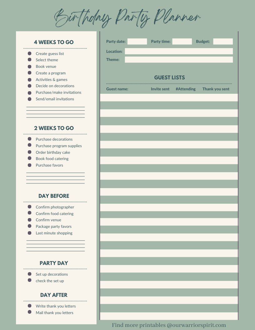 RainaMurray22's tweet image. Planning a birthday? Use this free printable to help plan your next party. 
Follow us &amp;amp; get more printables @ ourwarriorspirit.com

#rwarriorspirit #ourwarriorspirit #SelfCompassion #happybirthday #CompassionateLiving #planner #SelfLoveJourney #CultivateKindness #coach