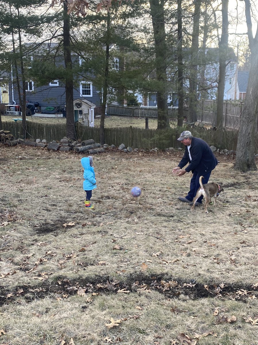 Good evening from Boston. Grandpa played catch with sweet granddaughter Grace this afternoon.