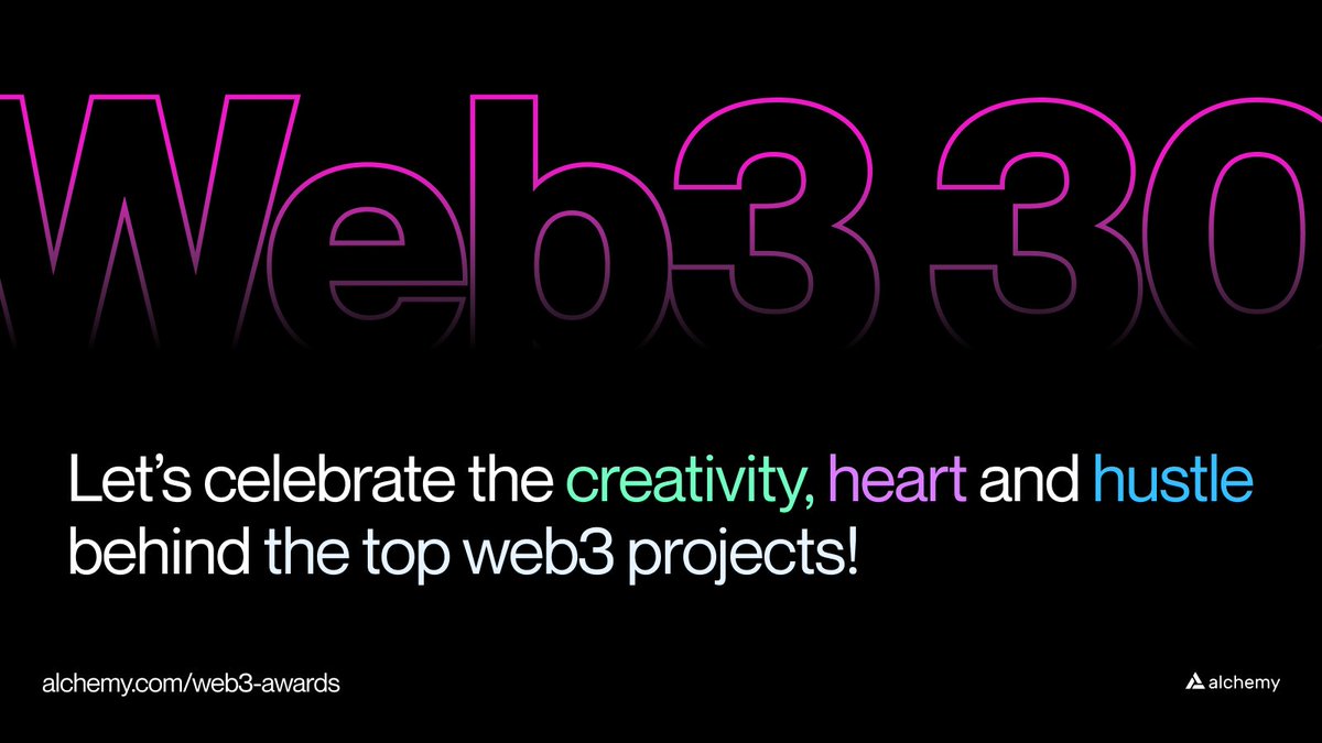 Alchemy's tweet image. Does your project deserve to be in the first-ever Web3 30?

Let’s elevate and celebrate your chain, dapp, tool, DAO or protocol 🚀

Submit a nomination in &amp;lt;1 minute:

🧵👇