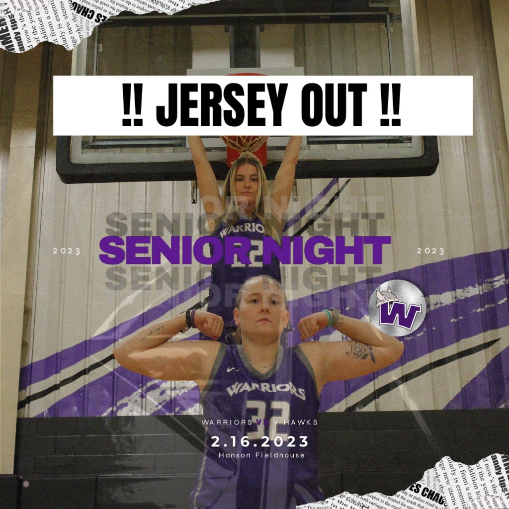‼️SENIOR NIGHT‼️ 

👕 Theme: Jersey Out
🆚 Viterbo University
⏰ 5:30pm
🗓 2/16
📍 Hanson Fieldhouse 

#Gowarriors