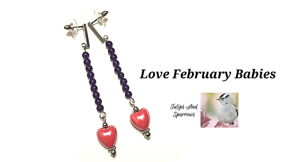 #amethystearrings #amethystjewelry #februarybirthstone #birthstonejewelry #heartjewelry #heartearrings #postearrings #lovejewelry #giftforher #giftsforher #birthstoneearrings #hypoallergenicearwires