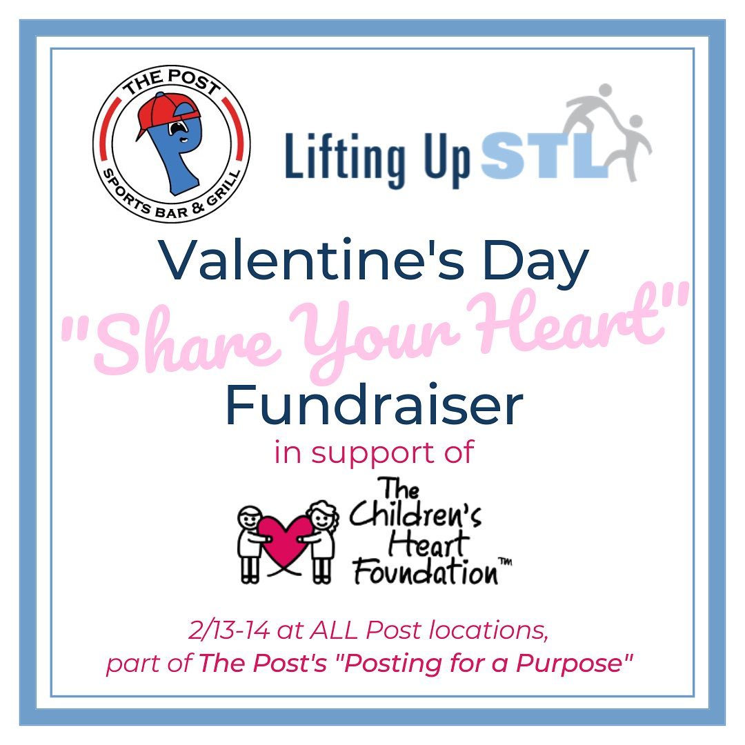 liftingupstl's tweet photo. We are excited to partner with @ThePostTweets for our Share Your Heart fundraiser! Dine-in, call-in, or order online at ANY Post location on 2/13 or 2/14, mention “Posting for a Purpose, and 15% of the proceeds from your order will go to The Children’s Heart Foundation https://t.co/2KztqQ3Uj1