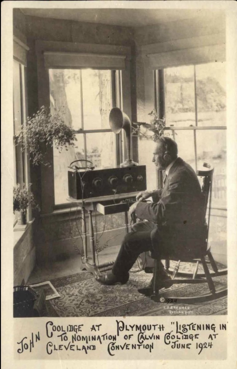 It’s #WorldRadioDay! Many consider #CalvinCoolidge our first “radio President”. His nomination at the 1924 Republican National Convention in Cleveland was the first to be broadcast on radio. Coolidge’s father listened to his son’s nomination at his home in #Vermont. #POTUS