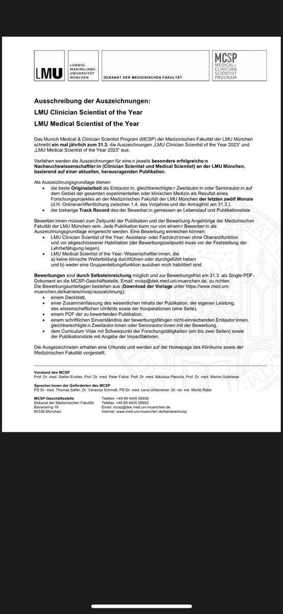 MCSP - Munich Clinician Scientist Program tweet media
