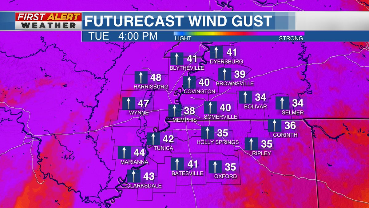 Dentonwx's tweet photo. Get ready for some obnoxious wind. Here's a look at potential gusts tomorrow afternoon. https://t.co/CK2cmJS7Fr