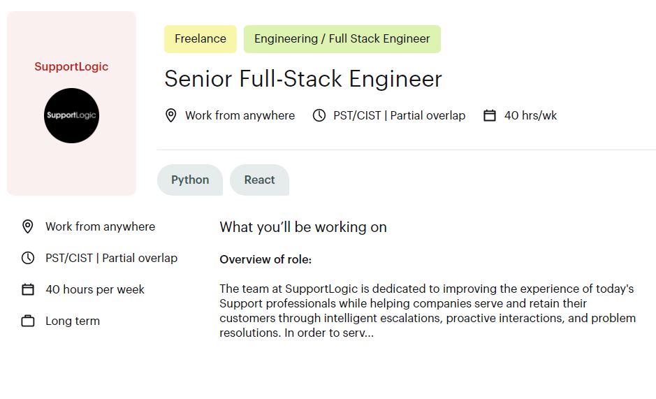 #hiring #recruiting #work #Freelance #Python #React #web
Senior Full-Stack Engineer / $30 – $45/hr
Apply as a Talent Here link lnkd.in/dASZ9YzF
lnkd.in/dASZ9YzF
Job for @SupportLogicInc 
#job #remote #web3  #itrecruiter #it #opentowork #Freelance #bitcoin