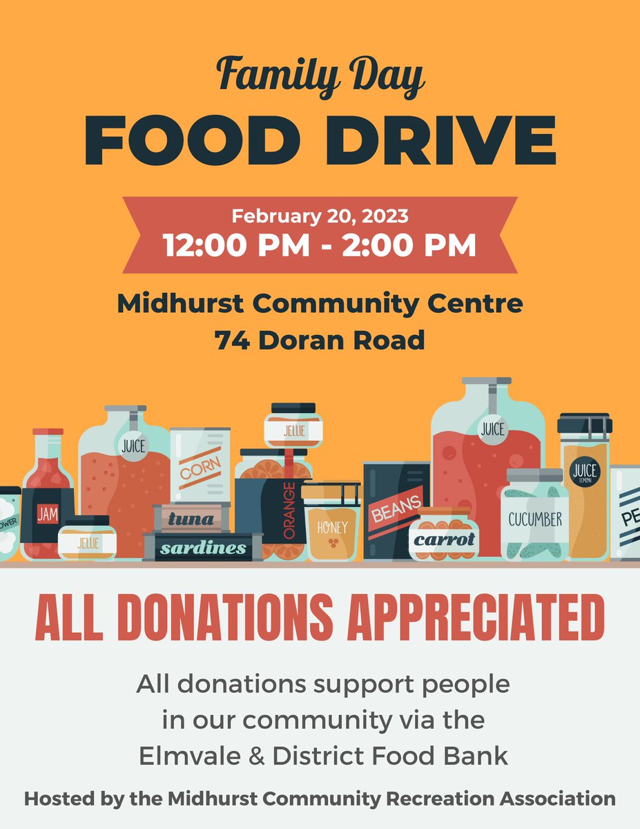 Wishing you and yours a great day on this Family Day!

REMINDER: Our Family Day Food Drive is today from 12–2 pm at the Midhurst Community Hall.