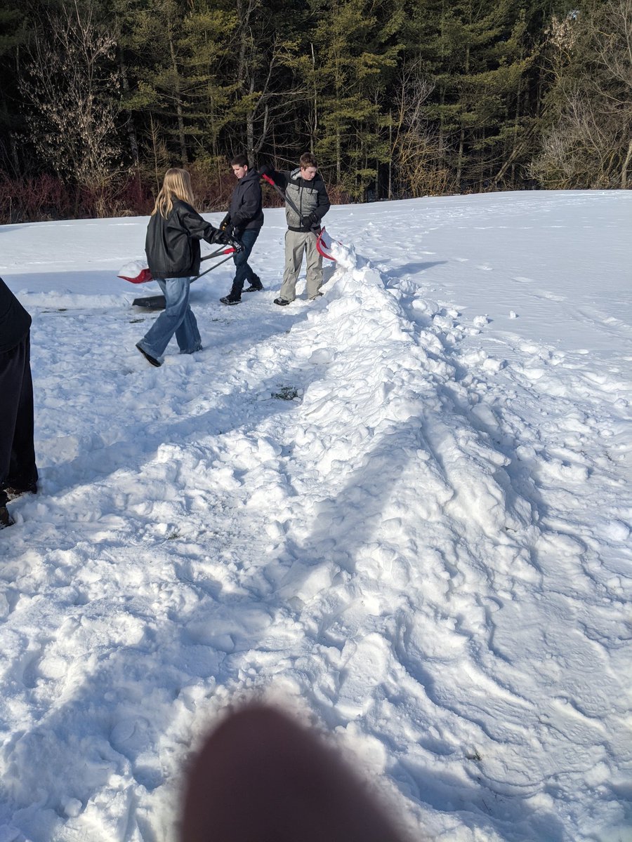 whsstimberlake's tweet image. Last kick at the can with winter? Dug out our quinzhees...constructed a snowsnake track...and a sweet maple pulling treat!! @takemeoutside #TMOWinterChallenge