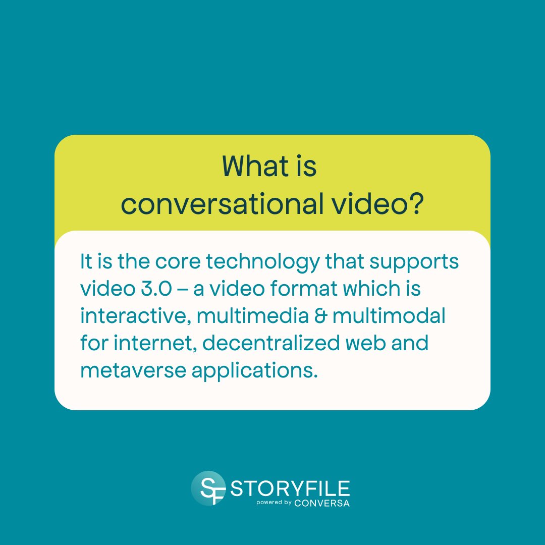 StoryFile's tweet image. In other words, it’s “videos that talk back”. Learn more at StoryFile.com
#StoryFile #ConversationalVideo #ConversationalAI #AI #Metaverse #NewTech