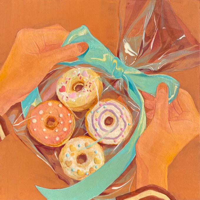 「holding sweets」 illustration images(Latest)