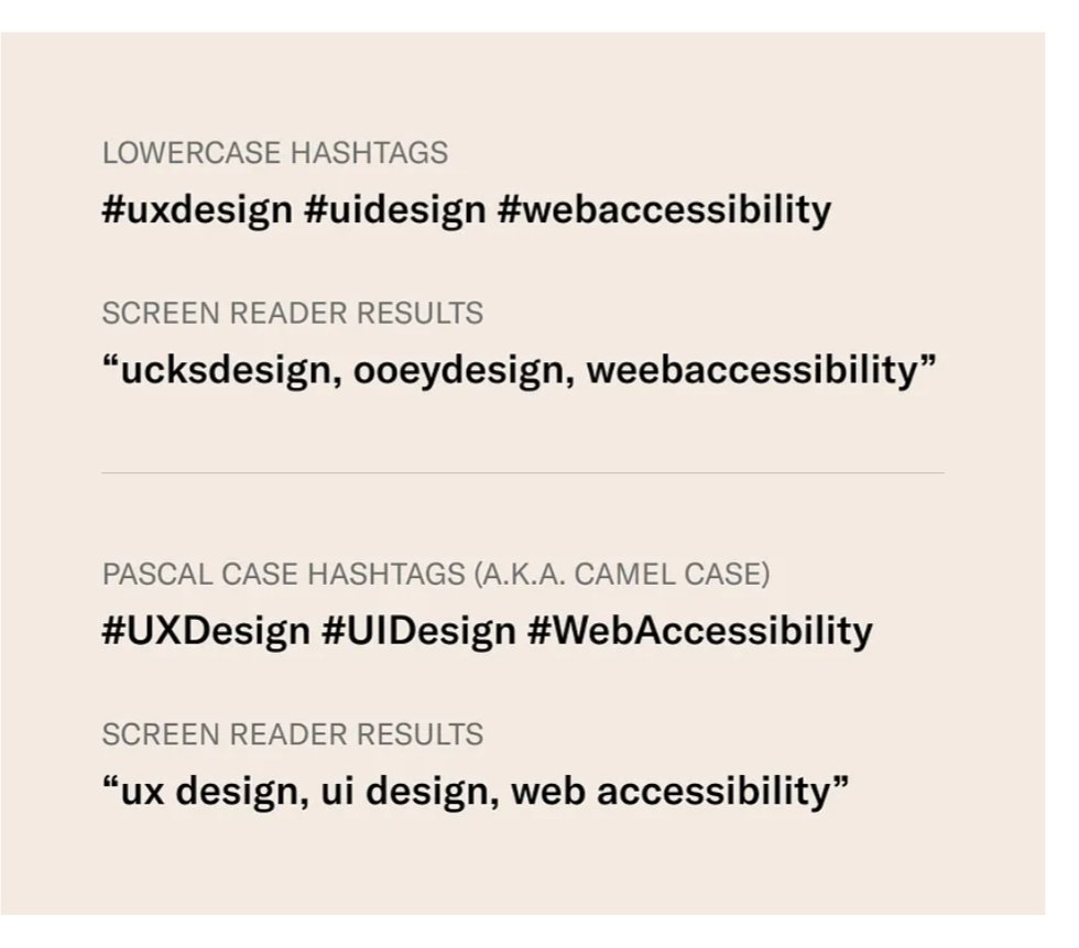 Why hashtags should be in pascal case (a.k.a. camel case)

#usability

markwyner.medium.com/hashtag-access…