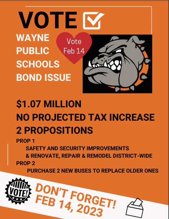 Wayne Schools reminds you to vote tomorrow February 14!

Make sure you go to the polls tomorrow to vote on the two bond proposals.  Your regular polling places are open from 7 am to 7 pm. edl.io/n1724260