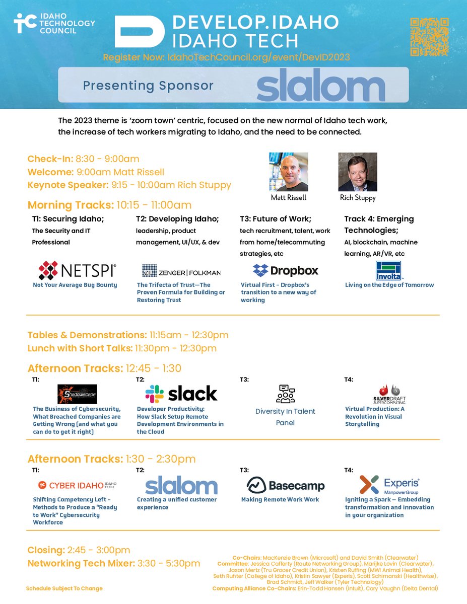 IDTechCouncil's tweet photo. Don't miss out on an incredible lineup at this years DEVELOP.IDAHO, only 3 more days to register!

#developidaho #idahotech #slalom #itc #idaho #technology 
Register Now:
https://t.co/EGVQR1sqI3 https://t.co/s0lb8ph2m1